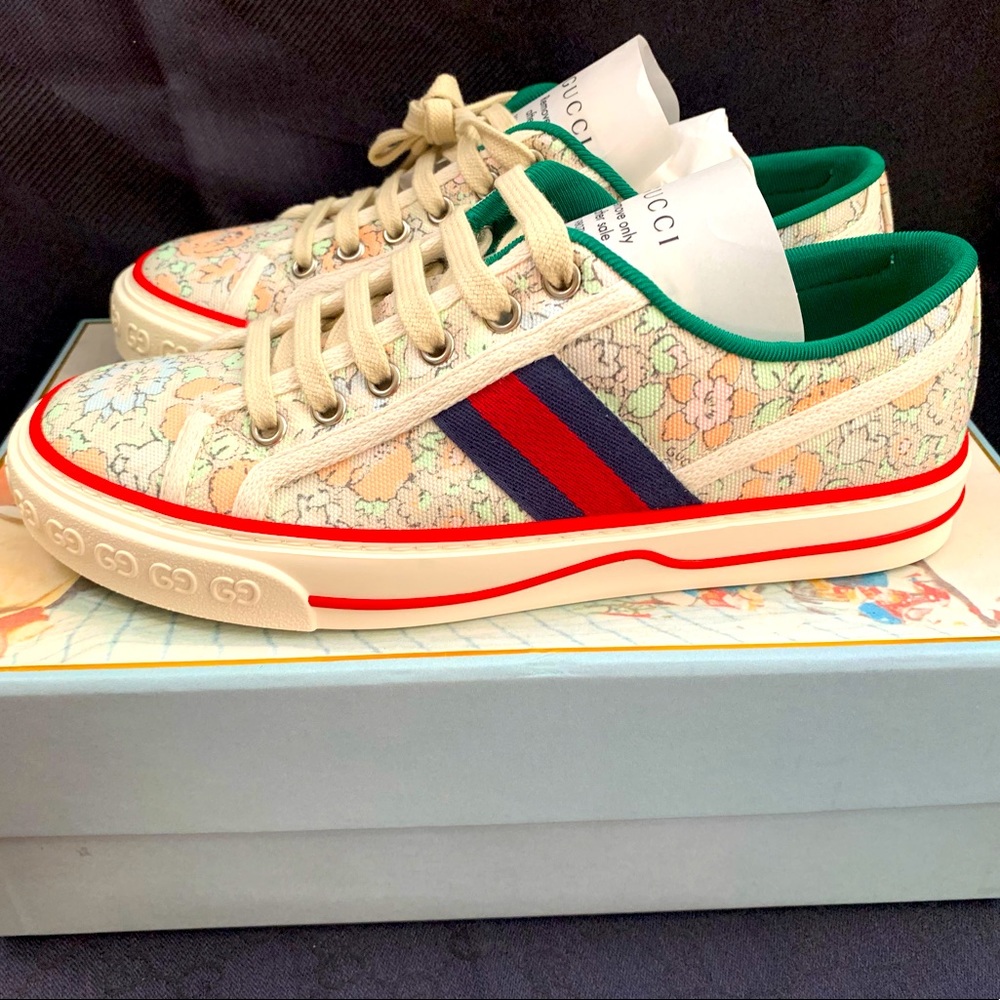 Gucci Tennis 1977 Liberty London Canvas Sneaker Size 37